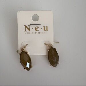 Olive Beige Faceted Stone Earrings